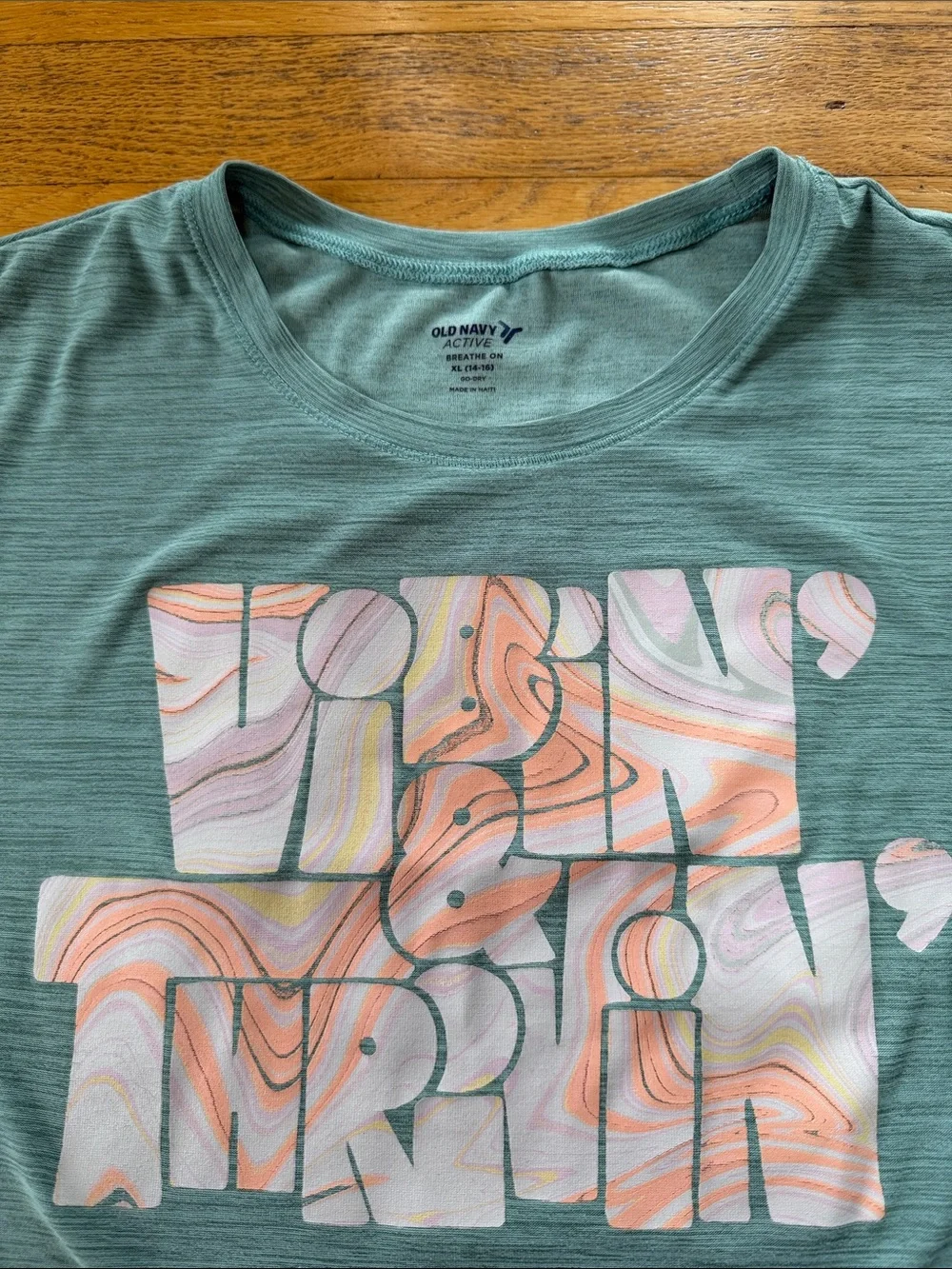Kids Old Navy Active Graphic Crop Tee with Marble Print
